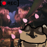 Gif of animated Pickles yelling in front of the Gathering Hub dressed up for Blossomdance.